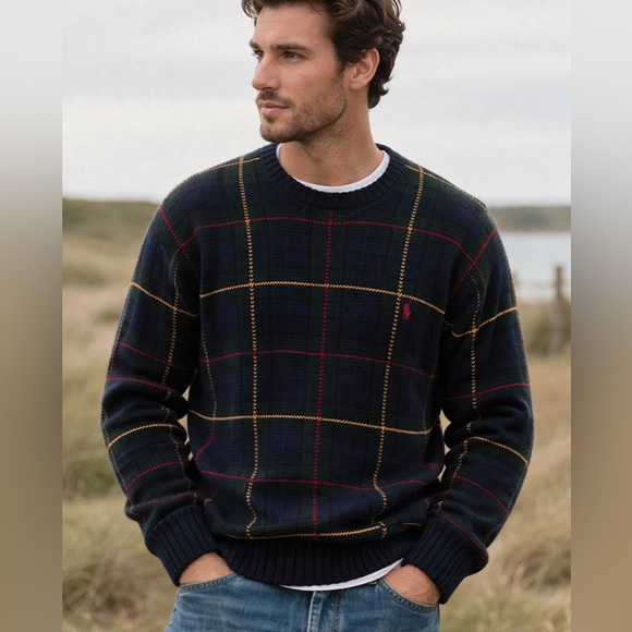 Polo Ralph Lauren Sweaters - Vintage 80’s 90’s Polo Country Estate by Ralph Lauren Plaid Sweater Size XL